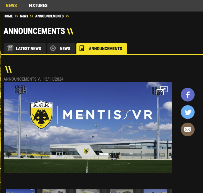 AEK FC — MentisVR virtual training
